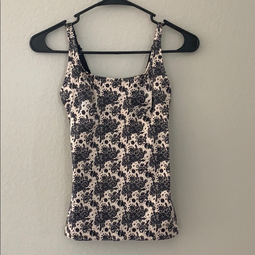 Floral Black & Cream tank top